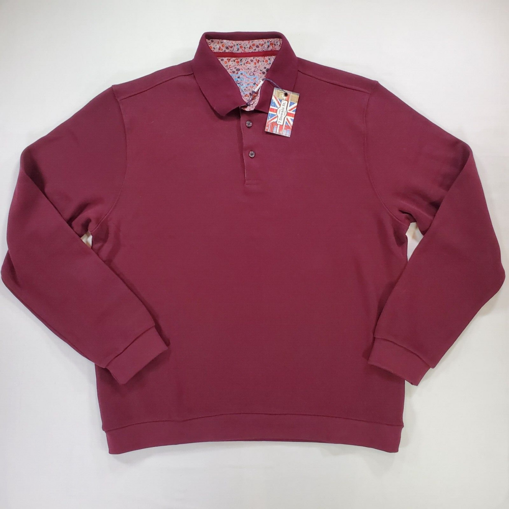 7 Downie St Polo Sweater Men 2XL Burgundy Modern Fit Tight Knit Casual Pullover